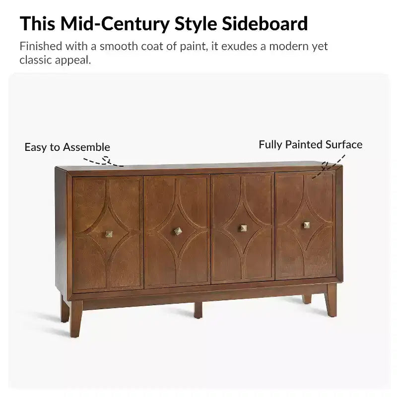 Elvira buffet de 152 cm avec étagères réglables|ARTFUL LIVING DESIGNS-Noyer