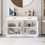 GDFStudio Hayes Enfilade bahut de ferme moderne avec 2 tiroirs et 4 portes