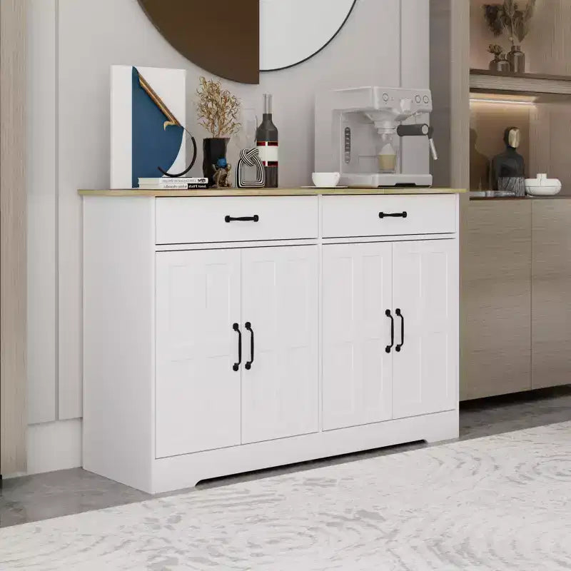 GDFStudio Hayes Enfilade bahut de ferme moderne avec 2 tiroirs et 4 portes