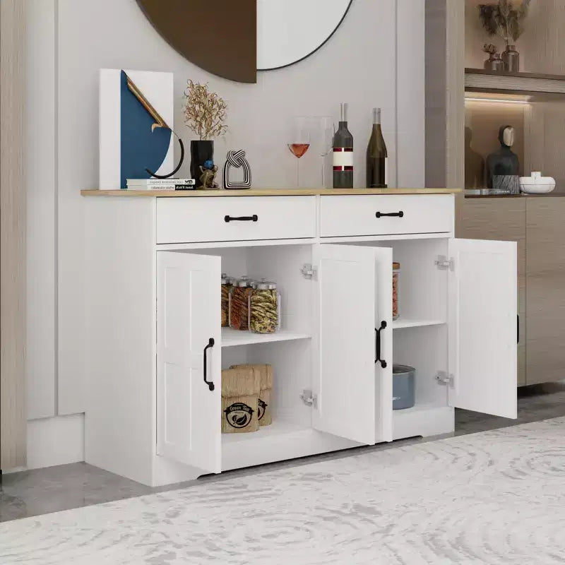 GDFStudio Hayes Enfilade bahut de ferme moderne avec 2 tiroirs et 4 portes