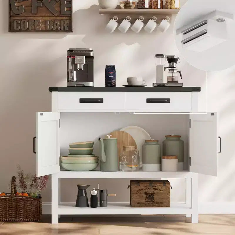 Table d'entrée de ferme – Console de rangement avec armoire à 2 portes et 2 tiroirs pour cuisine/couloir/salon