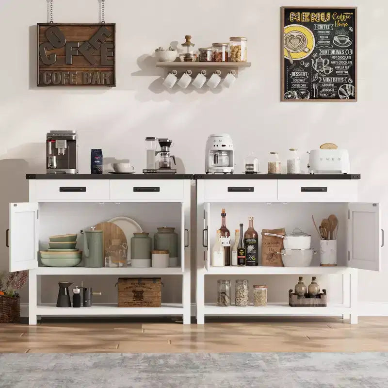 Table d'entrée de ferme – Console de rangement avec armoire à 2 portes et 2 tiroirs pour cuisine/couloir/salon