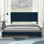 Cadre de lit King Size COZONY avec tête de lit rembourrée, support à lattes en bois et base métallique robuste pour chambre à coucher