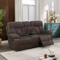 MAYEERTY Reclining Loveseat, 2-Seat Recliner Non-Pilling Breathable Fabric with Storage Groove & Cup Holders for Living Room, Brown