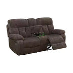 MAYEERTY Causeuse inclinable, canapé inclinable 2 places en tissu respirant anti-boulochage avec rangement et porte-gobelets pour salon, marron