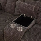 MAYEERTY Causeuse inclinable, canapé inclinable 2 places en tissu respirant anti-boulochage avec rangement et porte-gobelets pour salon, marron