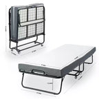 Lit pliant FurnitureR avec matelas à mémoire de forme de 12,7 cm, lit d'appoint portable avec roulettes, cadre métallique pliable pour adultes, robuste