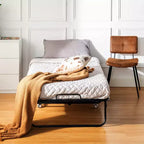 Lit pliant FurnitureR avec matelas à mémoire de forme de 12,7 cm, lit d'appoint portable avec roulettes, cadre métallique pliable pour adultes, robuste