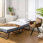 Lit pliant FurnitureR avec matelas à mémoire de forme de 12,7 cm, lit d'appoint portable avec roulettes, cadre métallique pliable pour adultes, robuste