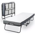 FurnitureR Folding Bed with 5-Inch Memory Foam Mattress  75x30 Narrow Twin Rollaway Bed Frame with Wheels, Fold Up, Sturdy Metal Construction