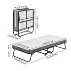FurnitureR Lit Pliant avec Matelas en Mousse à Mémoire de Forme de 5 Pouces 75x30 Lits d'appoint Jumeaux Étroits avec Roues, Pliant, Construction Métallique Robuste