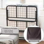 FurnitureR Lit Pliant avec Matelas en Mousse à Mémoire de Forme de 5 Pouces 75x30 Lits d'appoint Jumeaux Étroits avec Roues, Pliant, Construction Métallique Robuste