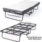 FurnitureR Lit Pliant avec Matelas en Mousse à Mémoire de Forme de 5 Pouces 75x30 Lits d'appoint Jumeaux Étroits avec Roues, Pliant, Construction Métallique Robuste