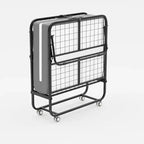 FurnitureR Lit Pliant avec Matelas en Mousse à Mémoire de Forme de 5 Pouces 75x30 Lits d'appoint Jumeaux Étroits avec Roues, Pliant, Construction Métallique Robuste