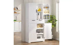 Meuble de cuisine Zevemomo 72" cannelé avec 3 tiroirs et 6 étagères réglables, Armoire de rangement autonome pour salle de bain, salle à manger, bureau, Blanc