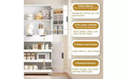 Meuble de cuisine Zevemomo 72" cannelé avec 3 tiroirs et 6 étagères réglables, Armoire de rangement autonome pour salle de bain, salle à manger, bureau, Blanc