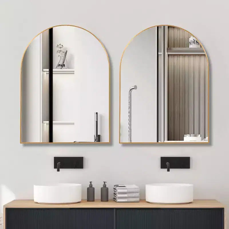 Miroir de salle de bain arqué Okak 30X40IN avec cadre en aluminium, miroir mural à haute réflexion, miroir arqué pour salle de bain, dressing