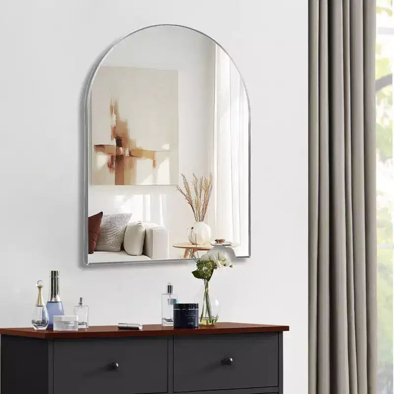 Miroir de salle de bain arqué Okak 30X40IN avec cadre en aluminium, miroir mural à haute réflexion, miroir arqué pour salle de bain, dressing