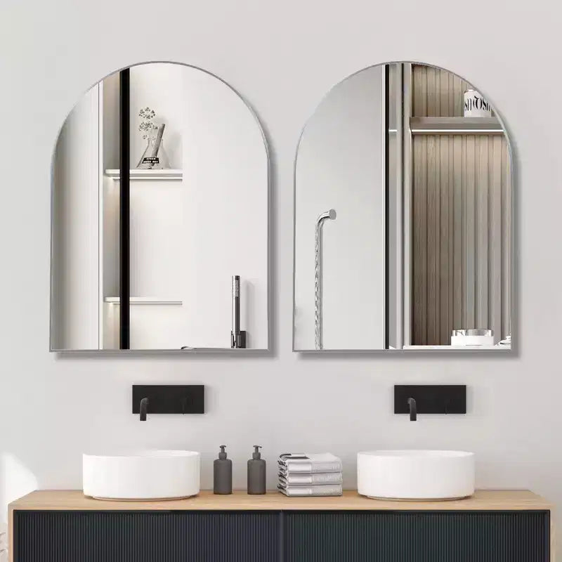 Miroir de salle de bain arqué Okak 30X40IN avec cadre en aluminium, miroir mural à haute réflexion, miroir arqué pour salle de bain, dressing