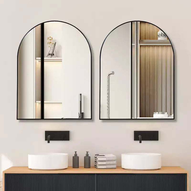 Miroir de salle de bain arqué Okak 30X40IN avec cadre en aluminium, miroir mural à haute réflexion, miroir arqué pour salle de bain, dressing