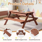 Table de pique-nique et banc d'extérieur rectangulaires en bois Karl Home Kids avec parasol et bacs de jeu