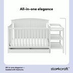 Lit de bébé et table à langer transformable 5-en-1 Storkcraft Steveston avec tiroir