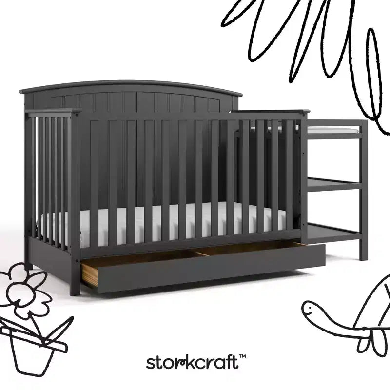 Lit de bébé et table à langer transformable 5-en-1 Storkcraft Steveston avec tiroir