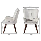 Fauteuil d'appoint capitonné FurnitureR avec dossier haut pour chambre/salon, fauteuil de loisirs ergonomique, fauteuil de salon en tissu beige/noyer