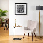 Fauteuil d'appoint capitonné FurnitureR avec dossier haut pour chambre/salon, fauteuil de loisirs ergonomique, fauteuil de salon en tissu beige/noyer