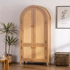 Meuble de rangement GDFStudio Akira moderne en bois cintré avec portes en rotin