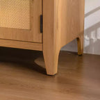 Meuble de rangement GDFStudio Akira moderne en bois cintré avec portes en rotin