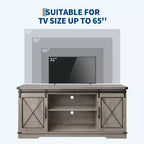 Meuble TV de ferme pour téléviseurs jusqu'à 65 pouces et centre de divertissement avec portes de grange coulissantes et étagère réglable, console média avec armoire de rangement