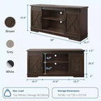 Meuble TV de ferme pour téléviseurs jusqu'à 65 pouces et centre de divertissement avec portes de grange coulissantes et étagère réglable, console média avec armoire de rangement