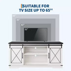 Meuble TV de ferme pour téléviseurs jusqu'à 65 pouces et centre de divertissement avec portes de grange coulissantes et étagère réglable, console média avec armoire de rangement