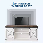 Meuble TV de ferme pour téléviseurs jusqu'à 65 pouces et centre de divertissement avec portes de grange coulissantes et étagère réglable, console média avec armoire de rangement
