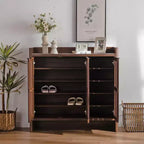 Meuble à chaussures moderne en bois Hahn GDFStudio avec étagères réglables et portes persiennes respirantes