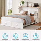 Lit escamotable Mjkone double/grand format avec rangement, SANS MATELAS