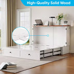 Lit escamotable Mjkone double/grand format avec rangement, SANS MATELAS