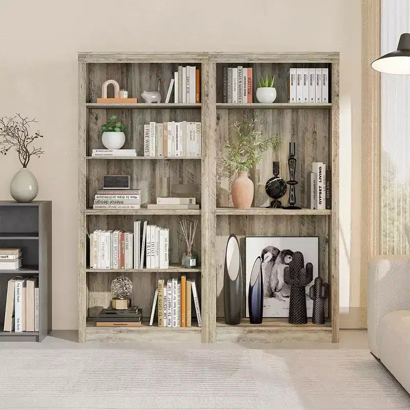 Bibliothèque moderne à 5 niveaux, étagère de 180 cm de haut en bois avec rangement ouvert, étagères de présentation autoportantes