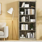 Bibliothèque moderne à 5 niveaux, étagère de 180 cm de haut en bois avec rangement ouvert, étagères de présentation autoportantes