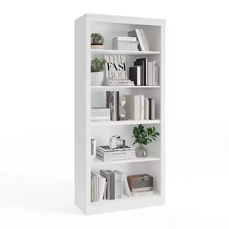 Bibliothèque moderne à 5 niveaux, étagère de 180 cm de haut en bois avec rangement ouvert, étagères de présentation autoportantes