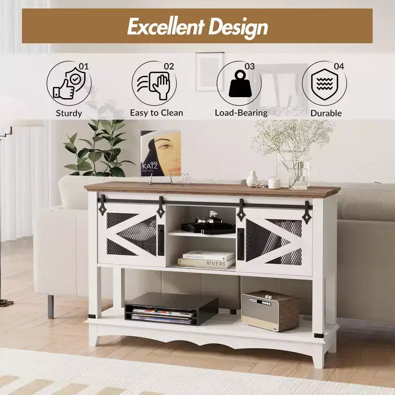 43,3 Table Console Étroite Blanche à 2 Niveaux (pour Salon/Couloir)