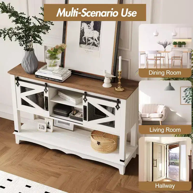 43,3 Table Console Étroite Blanche à 2 Niveaux (pour Salon/Couloir)