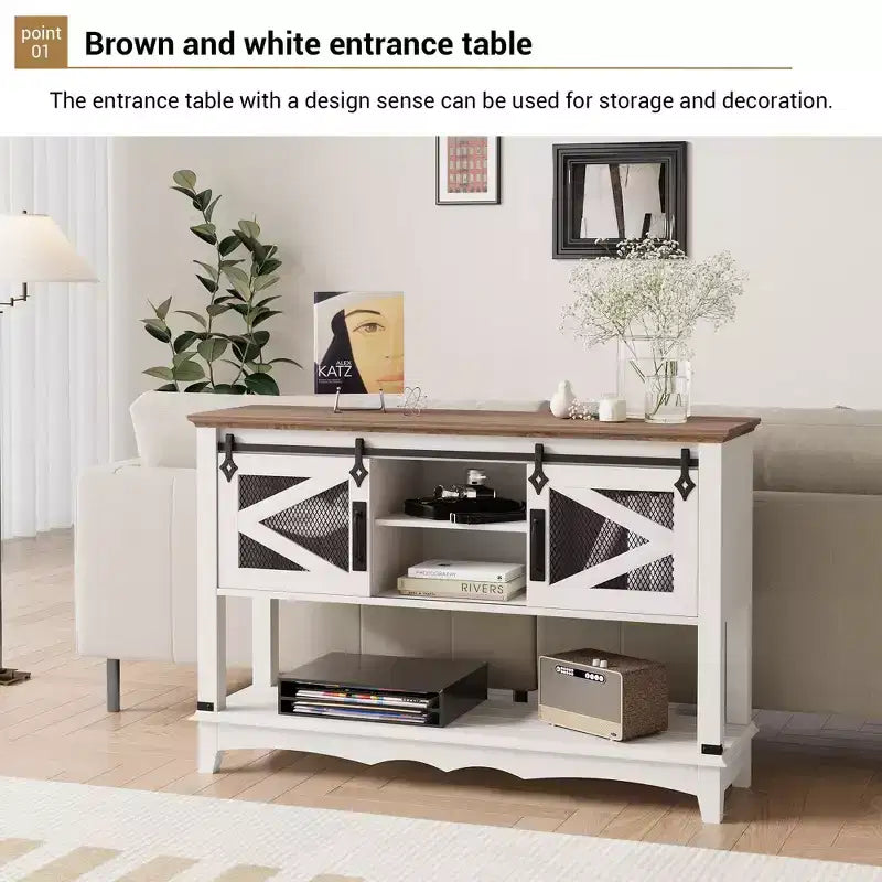 43,3 Table Console Étroite Blanche à 2 Niveaux (pour Salon/Couloir)