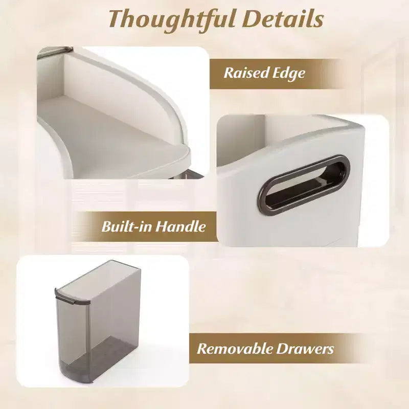 Meuble de rangement étroit à 4 niveaux Costway pour salle de bain avec tiroirs, boîte à mouchoirs et roulettes pour la cuisine