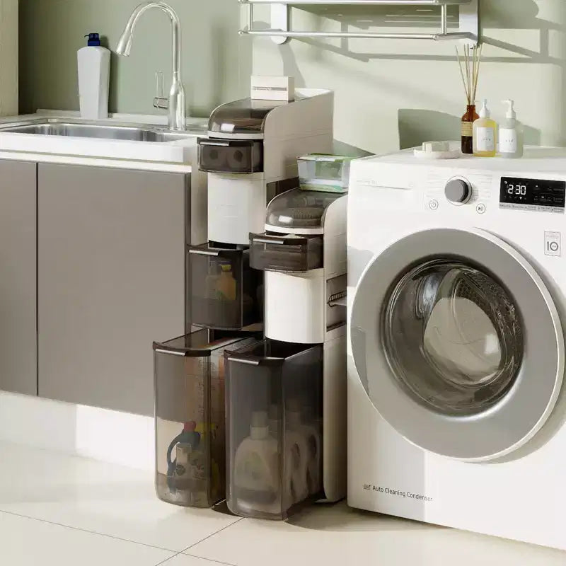 Meuble de rangement étroit à 4 niveaux Costway pour salle de bain avec tiroirs, boîte à mouchoirs et roulettes pour la cuisine