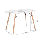 FurnitureR Table à manger ovale moderne de 120 cm pour 4 à 6 personnes, table blanche fonctionnelle avec pieds en bois pour bureau à domicile, cuisine, salle à manger, patio