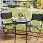 VINGLI Table d'appoint pliable en verre pour l'extérieur, petite table de bistro pliante de 60 cm avec plateau en verre trempé, ronde