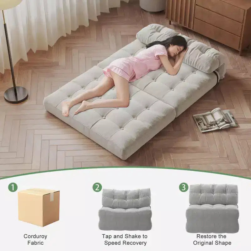 Canapé-lit pliant, Canapé-lit futon, Canapé pliant au sol pour salon, Chaise longue convertible avec oreiller matelas pliable dossier.