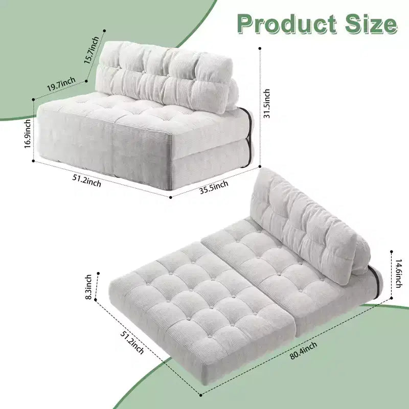 Canapé-lit pliant, Canapé-lit futon, Canapé pliant au sol pour salon, Chaise longue convertible avec oreiller matelas pliable dossier.